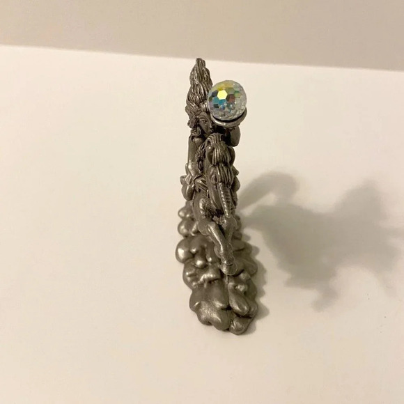 Vintage 1987 Spoontiques Pewter Unicorn Crystal Glass Sphere 3 Inch Figurine - Picture 9 of 12